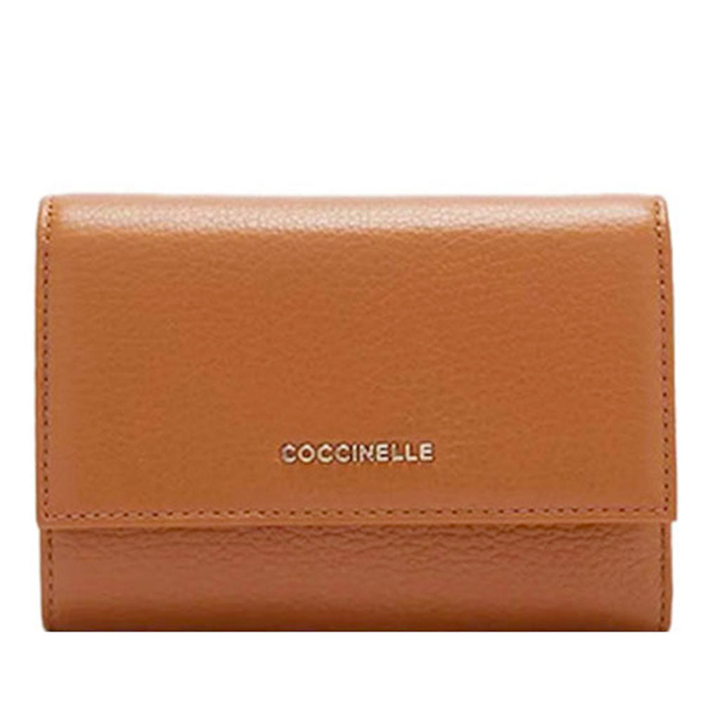 Portafoglio Piccolo COCCINELLE in Pelle Martellata Linea Metallic Soft colore Cuir