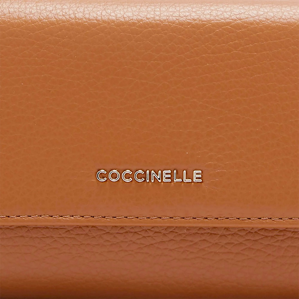 Portafoglio Piccolo COCCINELLE in Pelle Martellata Linea Metallic Soft colore Cuir