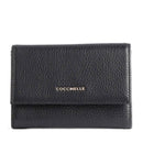 Portafoglio Piccolo COCCINELLE in Pelle Martellata Linea Metallic Soft colore Nero