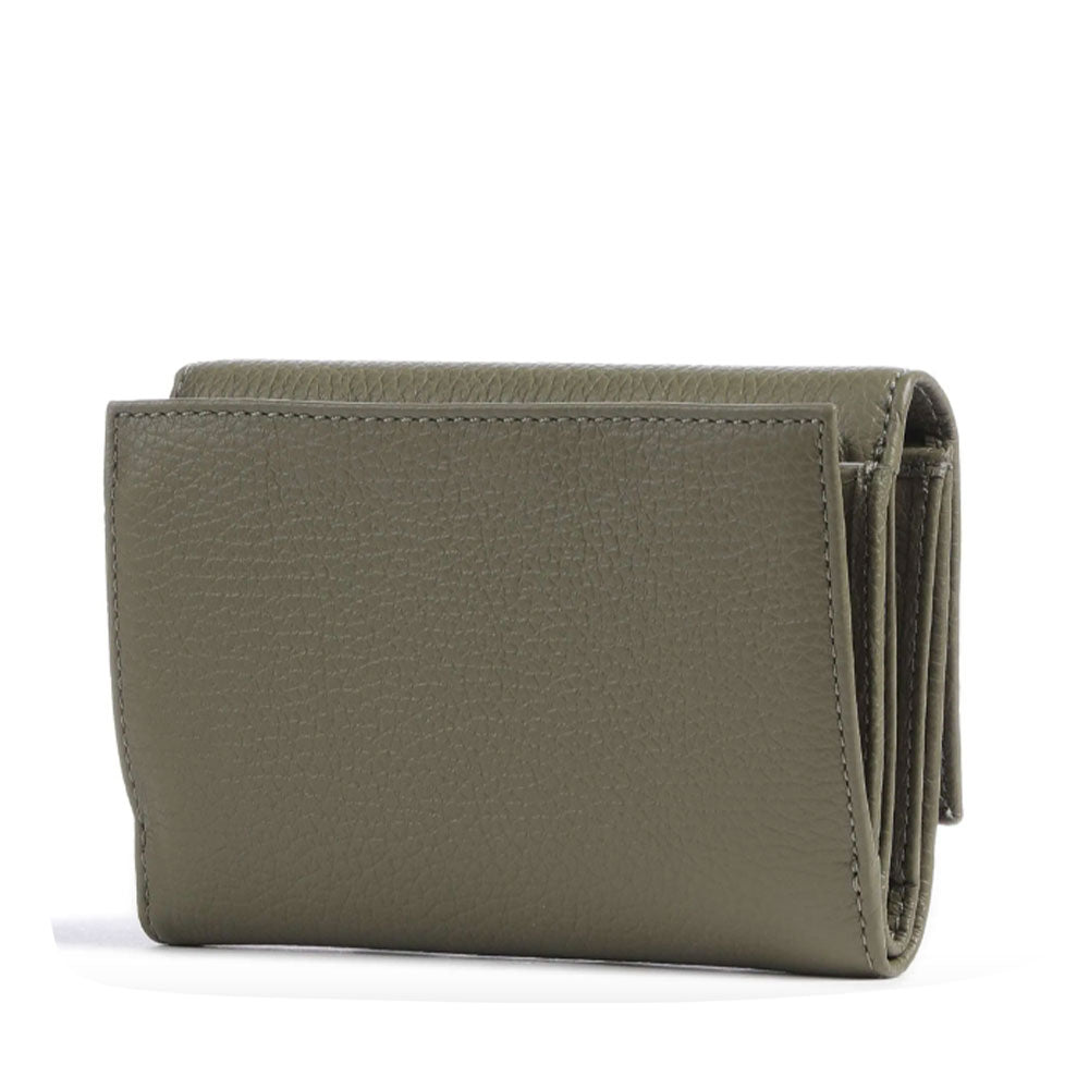 Portafoglio Piccolo COCCINELLE in Pelle Martellata Linea Metallic Soft colore Laurel Green