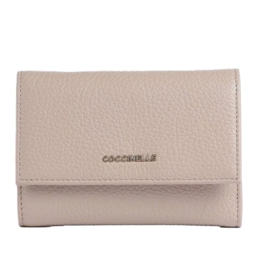 Portafoglio Piccolo COCCINELLE in Pelle Martellata Linea Metallic Soft colore Rosette