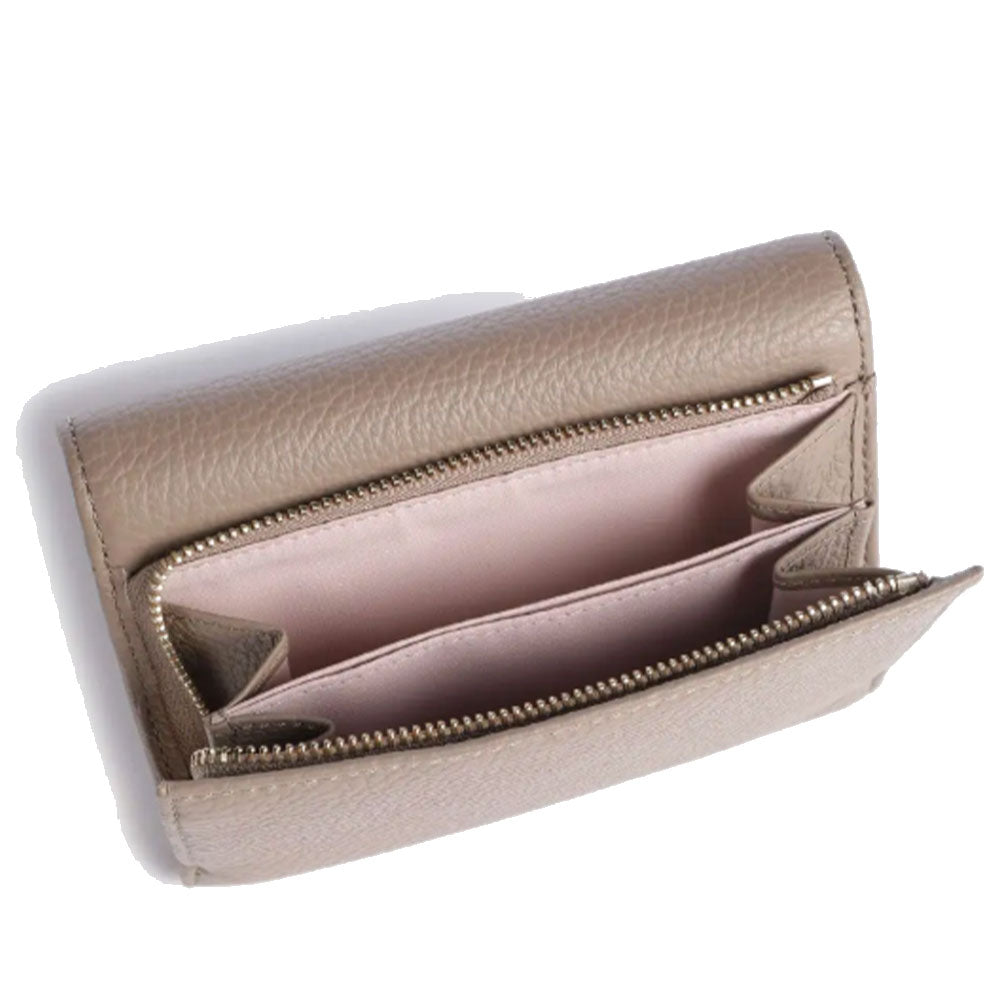 Portafoglio Piccolo COCCINELLE in Pelle Martellata Linea Metallic Soft colore Warm Taupe