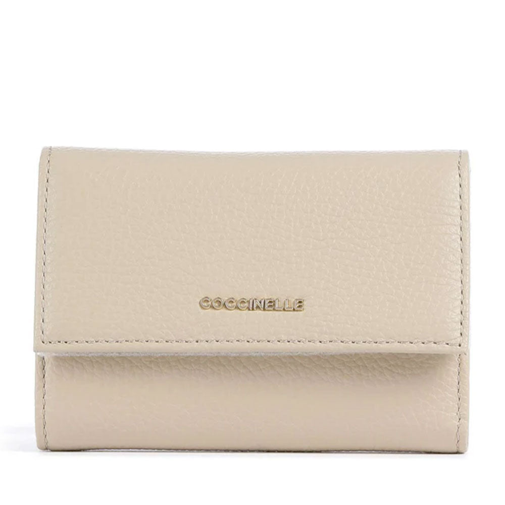 Portafoglio Piccolo COCCINELLE in Pelle Martellata Linea Metallic Soft colore Sandshell