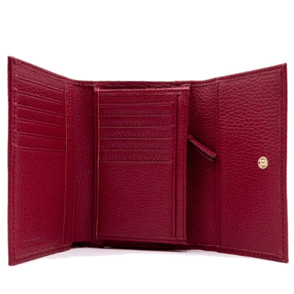 Portafoglio Piccolo COCCINELLE in Pelle Martellata Linea Metallic Soft colore Sangria