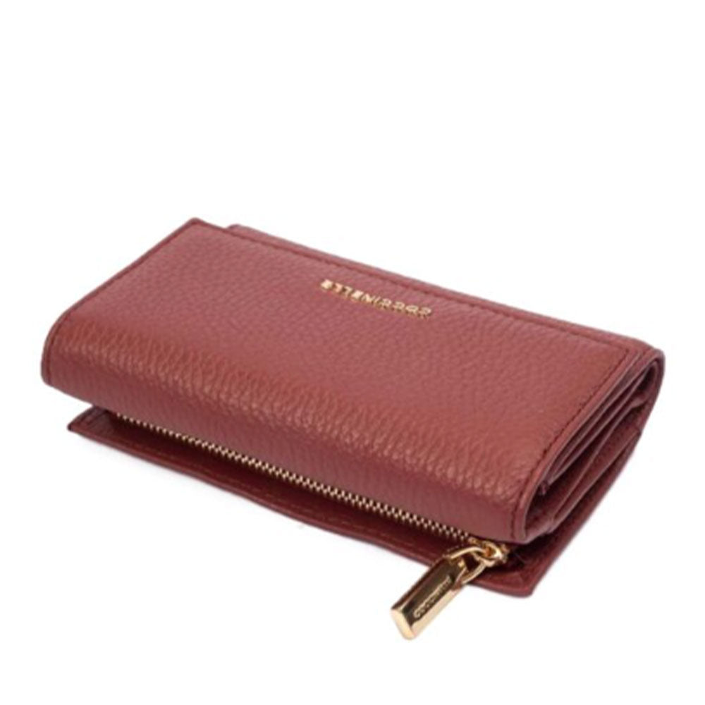 Portafoglio Piccolo COCCINELLE in Pelle Martellata Linea Metallic Soft colore Brandy