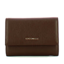 Portafoglio Piccolo COCCINELLE in Pelle Martellata Linea Metallic Soft colore Fondant Brown
