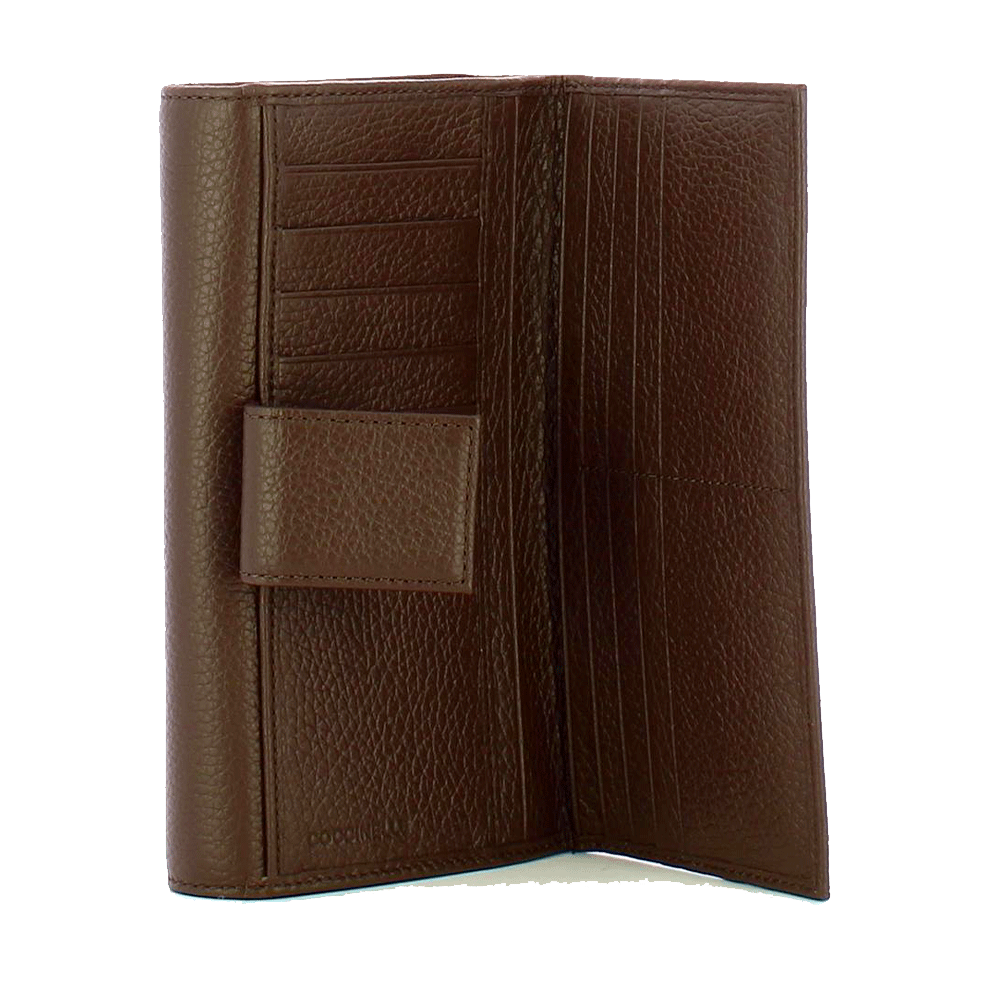 Portafoglio Grande COCCINELLE in Pelle Martellata Linea Metallic Soft colore Fondant Brown