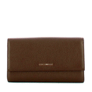 Portafoglio Grande COCCINELLE in Pelle Martellata Linea Metallic Soft colore Fondant Brown