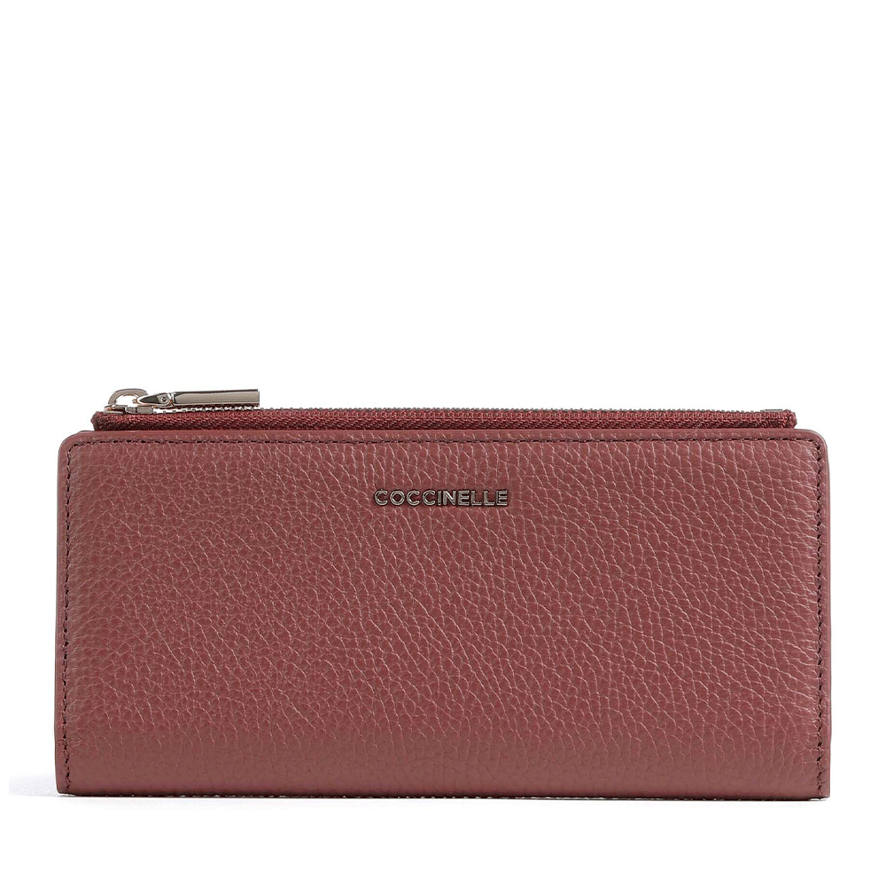 Portafoglio Donna COCCINELLE Sottile in Pelle Brandy Linea Metallic Soft
