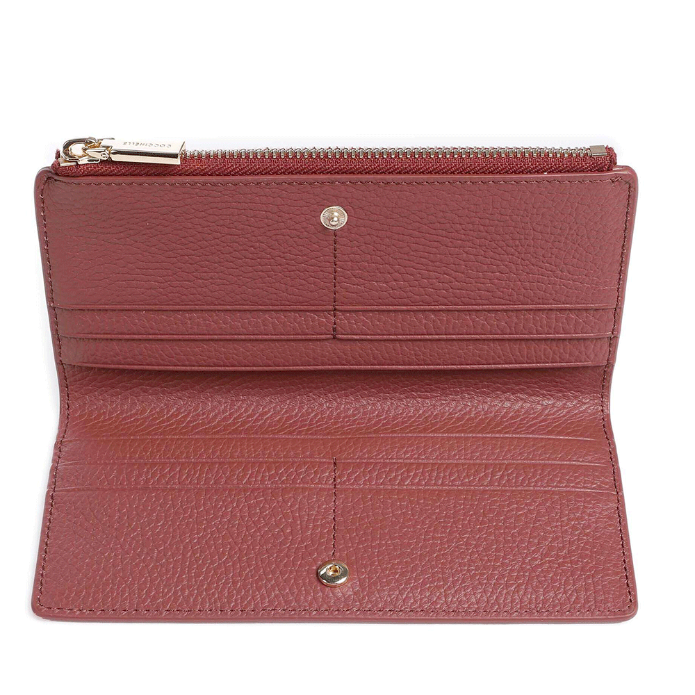 Portafoglio Donna COCCINELLE Sottile in Pelle Brandy Linea Metallic Soft