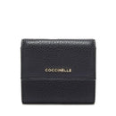 Portafoglio Mini Donna COCCINELLE in Pelle Nera Linea Metallic Soft
