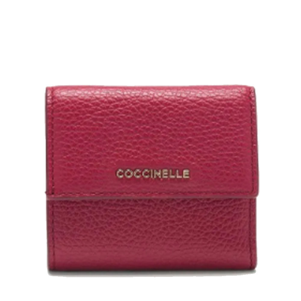 Portafoglio Mini Donna COCCINELLE in Pelle Sangria Linea Metallic Soft