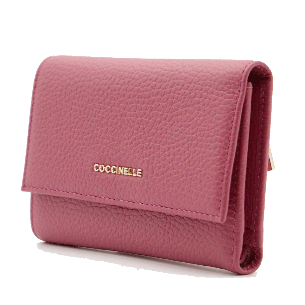 Portafoglio Donna COCCINELLE in Pelle Colore Rosewood Linea Metallic Soft Misura Piccola