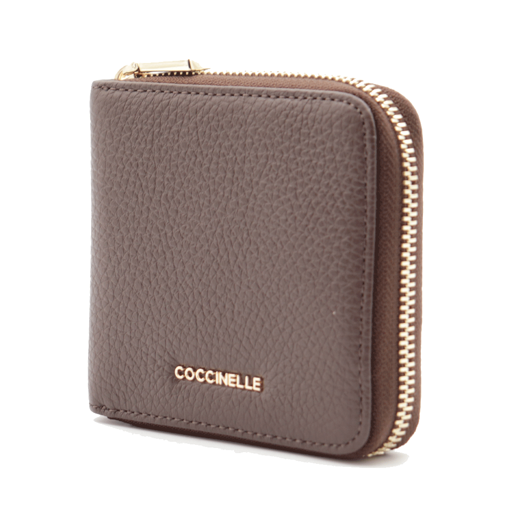 Portafoglio Donna Orizzontale COCCINELLE in Pelle Fondant Brown Linea Metallic Soft