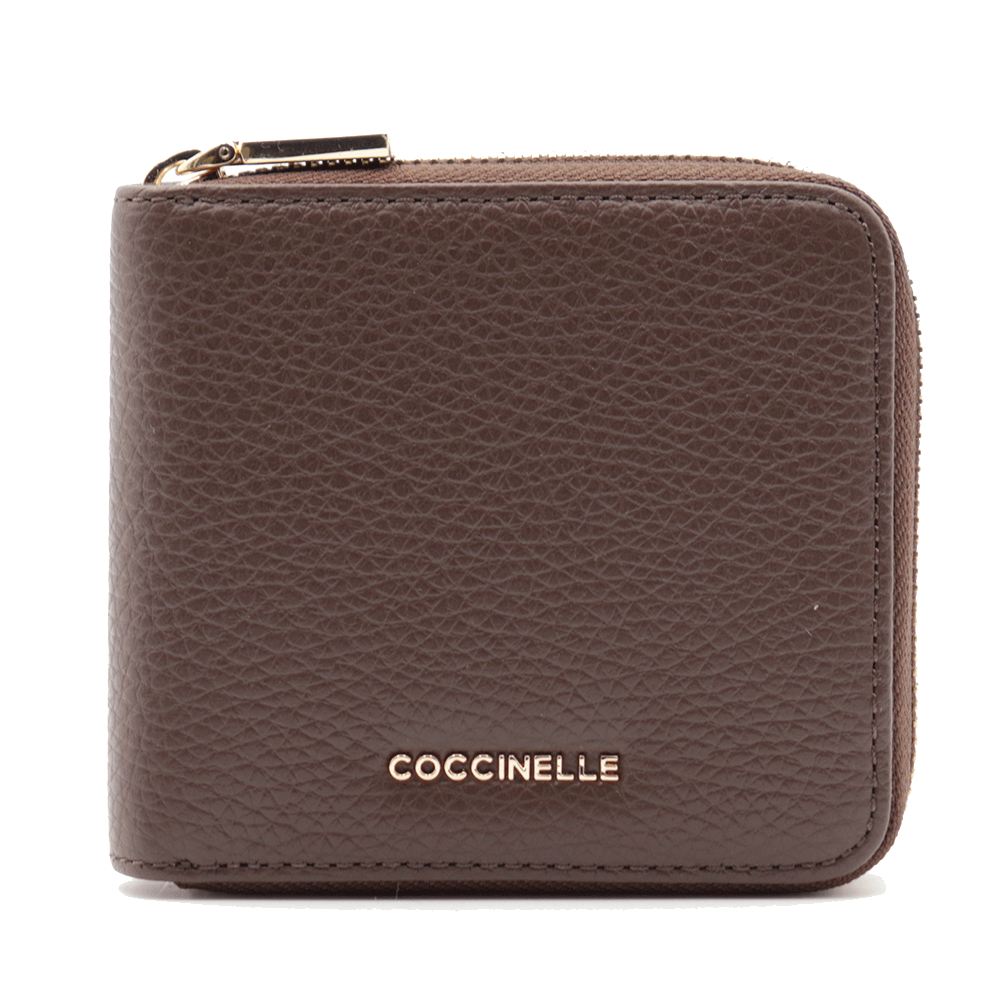 Portafoglio Donna Orizzontale COCCINELLE in Pelle Fondant Brown Linea Metallic Soft