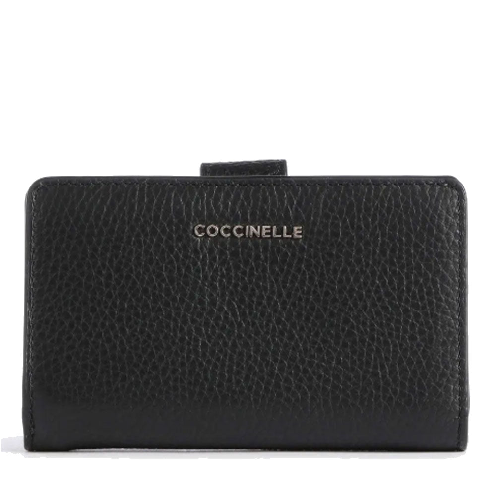 Portafoglio Donna COCCINELLE in Pelle Colore Nero Linea Metallic Soft