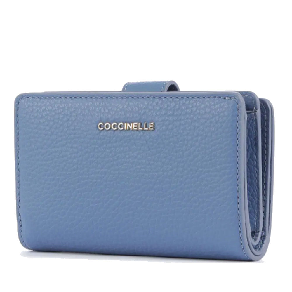 Portafoglio Donna COCCINELLE in Pelle Colore Azul Linea Metallic Soft