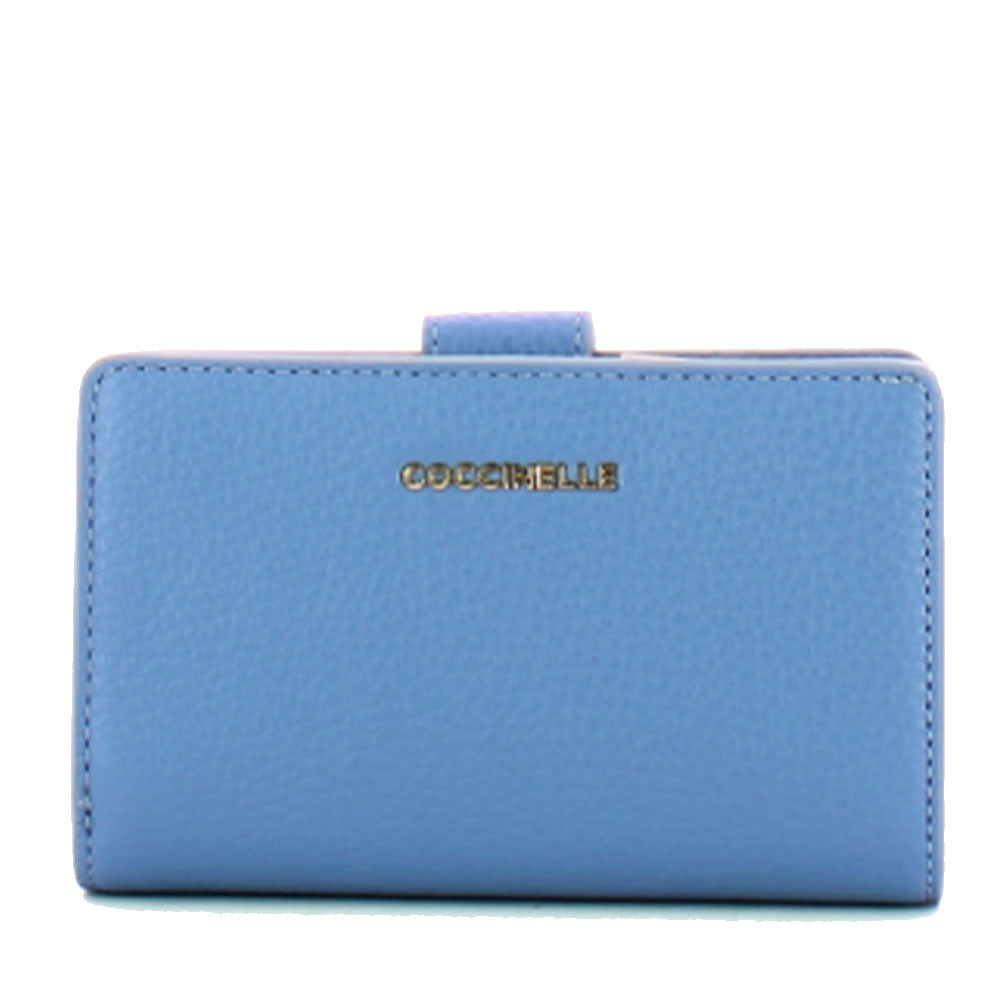 Portafoglio Donna COCCINELLE in Pelle Colore Azul Linea Metallic Soft