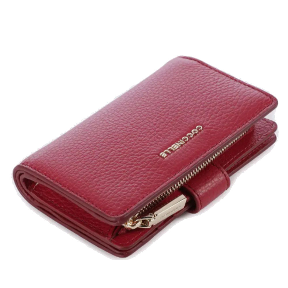 COCCINELLE Damen Geldbörse aus Leder Sangria Farbe Metallic Soft Line