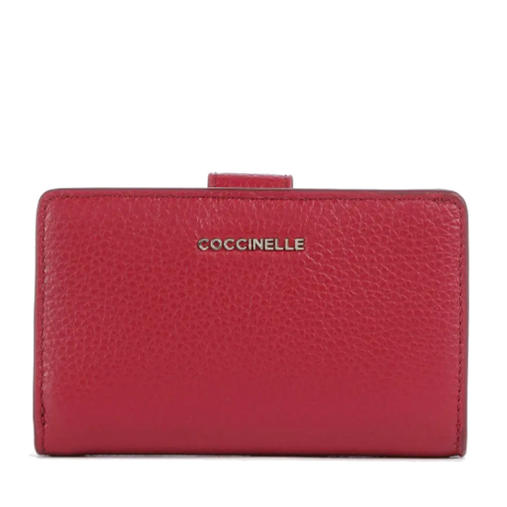 Portafoglio Donna COCCINELLE in Pelle Colore Sangria Linea Metallic Soft