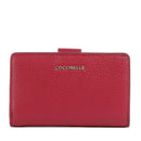 COCCINELLE Damen Geldbörse aus Leder Sangria Farbe Metallic Soft Line