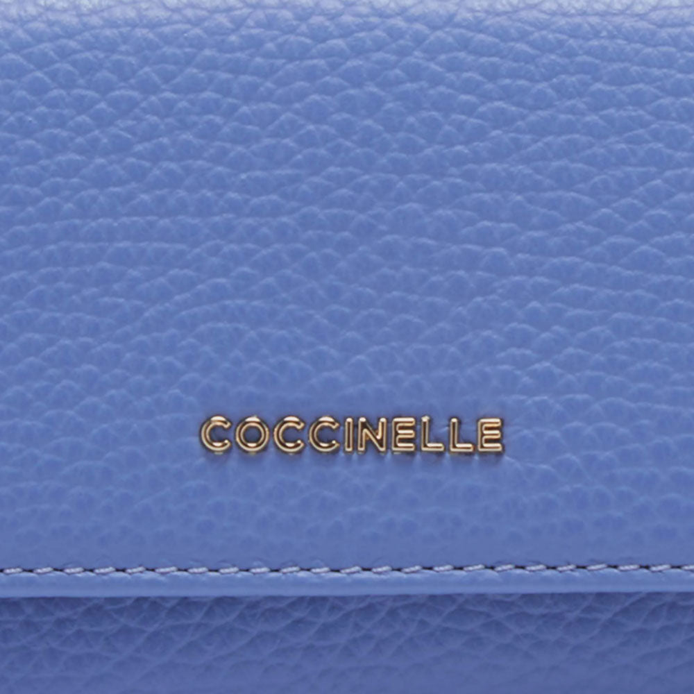Portafoglio Donna Piccolo COCCINELLE in Pelle Colore Azul Linea Metallic Soft