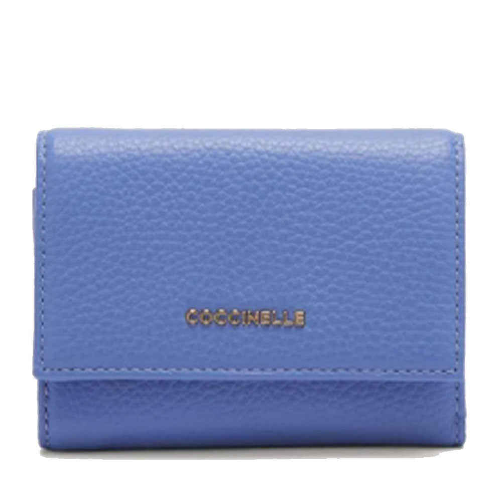 Portafoglio Donna Piccolo COCCINELLE in Pelle Colore Azul Linea Metallic Soft