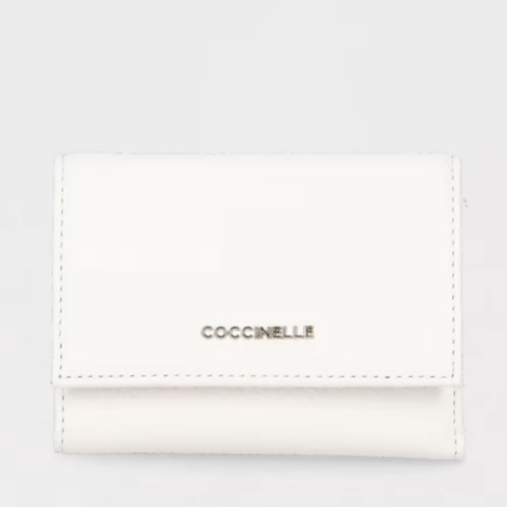 Portafoglio Donna Piccolo COCCINELLE in Pelle Colore Blanco Linea Metallic Soft
