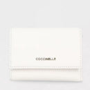 Portafoglio Donna Piccolo COCCINELLE in Pelle Colore Blanco Linea Metallic Soft