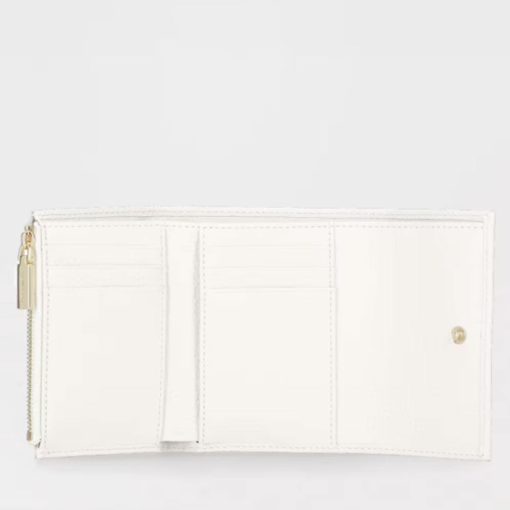 Portafoglio Donna Piccolo COCCINELLE in Pelle Colore Blanco Linea Metallic Soft