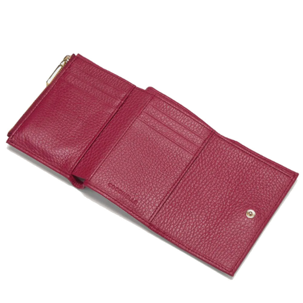 Portafoglio Donna Piccolo COCCINELLE in Pelle Colore Sangria Linea Metallic Soft