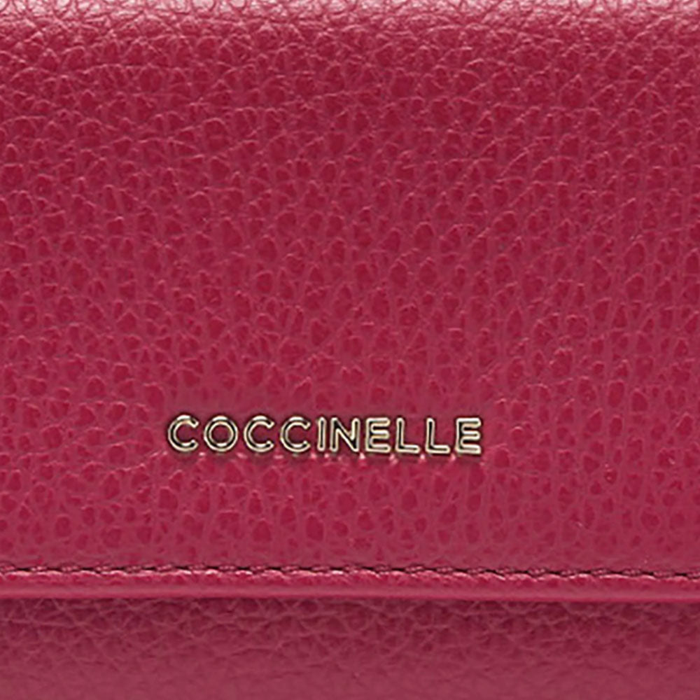 Portafoglio Donna Piccolo COCCINELLE in Pelle Colore Sangria Linea Metallic Soft
