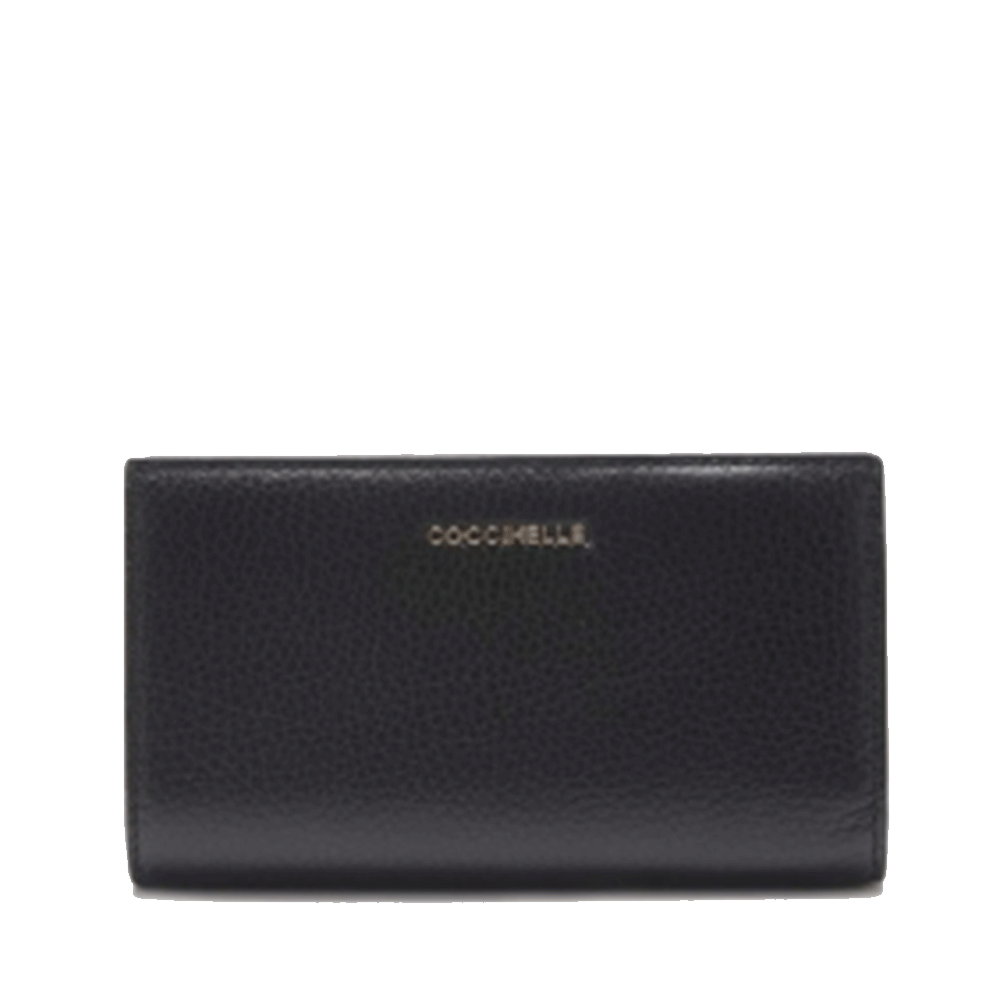 Portafoglio Donna COCCINELLE in Pelle Colore Nero Linea Metallic Soft Medium