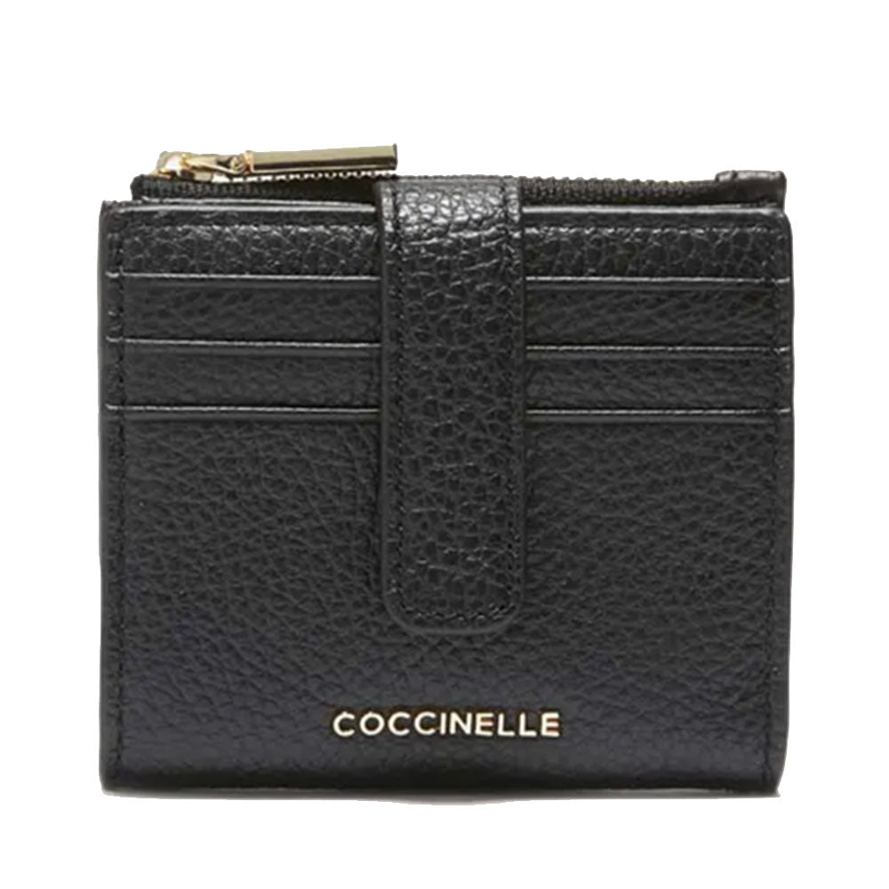 Portafoglio Donna Mini COCCINELLE in Pelle Colore Nero Linea Metallic Soft