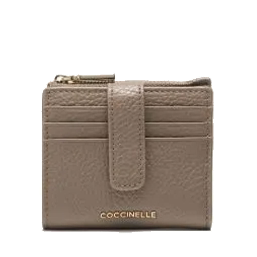 Portafoglio Donna Mini COCCINELLE in Pelle Colore Warm Taupe Linea Metallic Soft