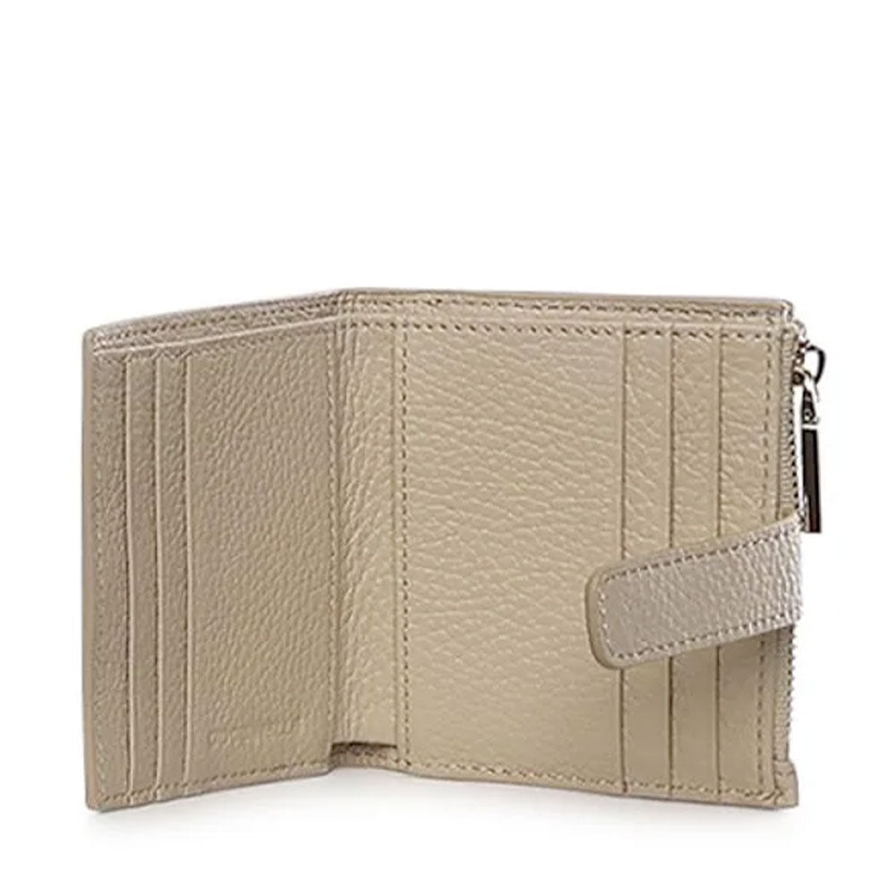 Damen-Mini-Geldbörse COCCINELLE aus Leder in Sandshell Modell Metallic Soft
