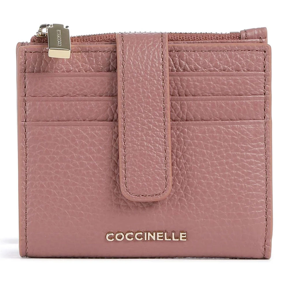Portafoglio Donna Mini COCCINELLE in Pelle Colore Winter Rose Linea Metallic Soft