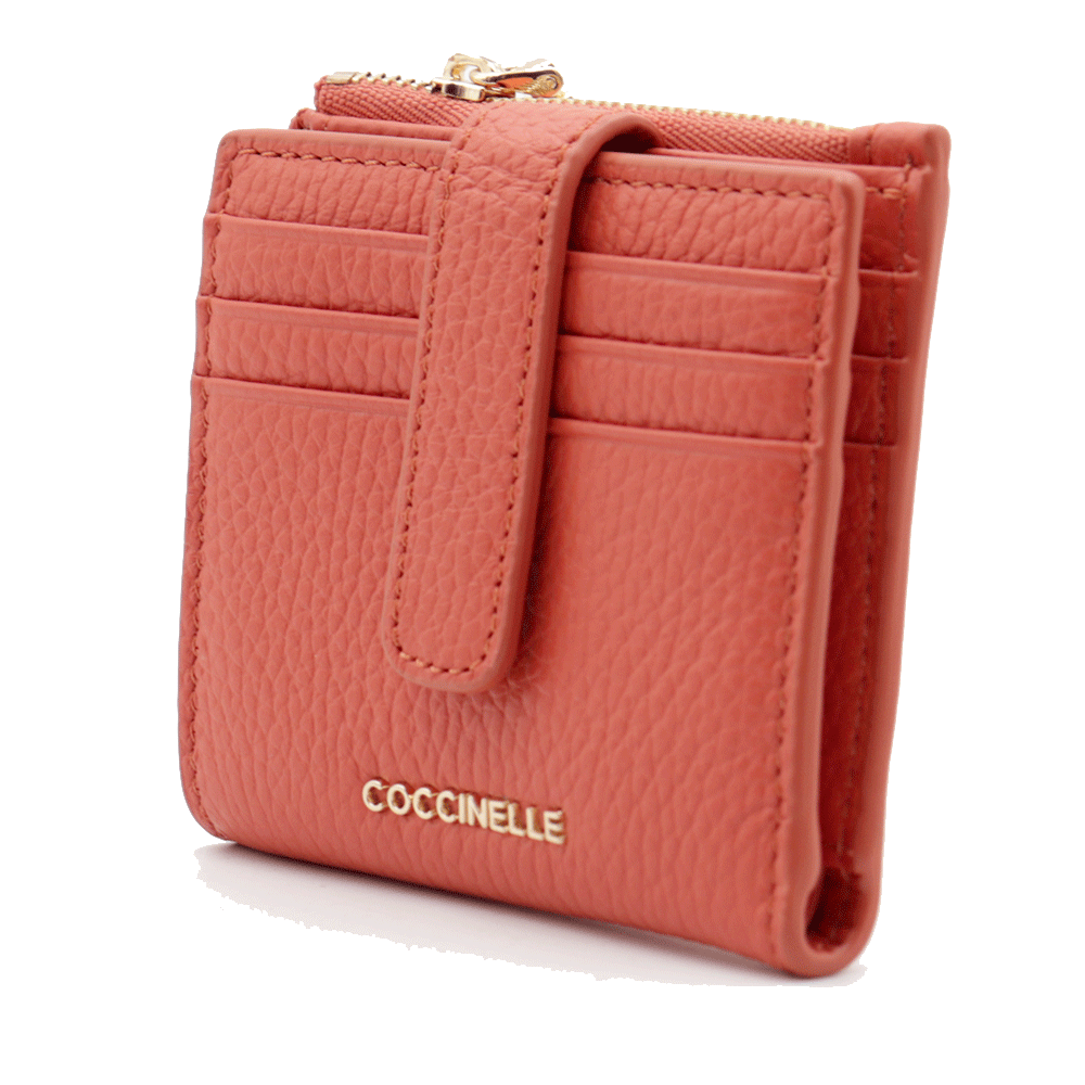 Portafoglio Donna Mini COCCINELLE in Pelle Colore Grenadine Red Linea Metallic Soft