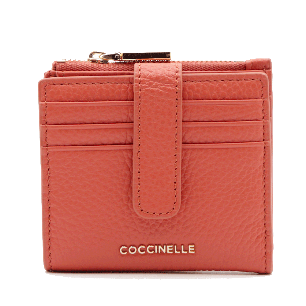 Portafoglio Donna Mini COCCINELLE in Pelle Colore Grenadine Red Linea Metallic Soft