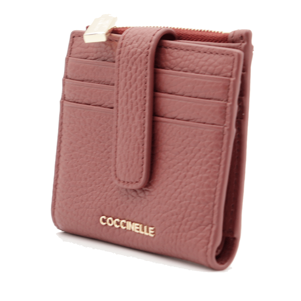 Portafoglio Donna Mini COCCINELLE in Pelle Colore Brandy Linea Metallic Soft