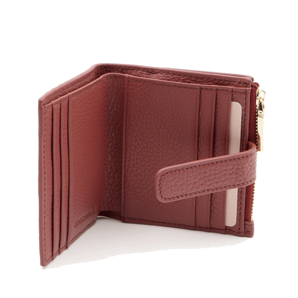 Women's Brandy Leather Mini Wallet COCCINELLE Metallic Soft