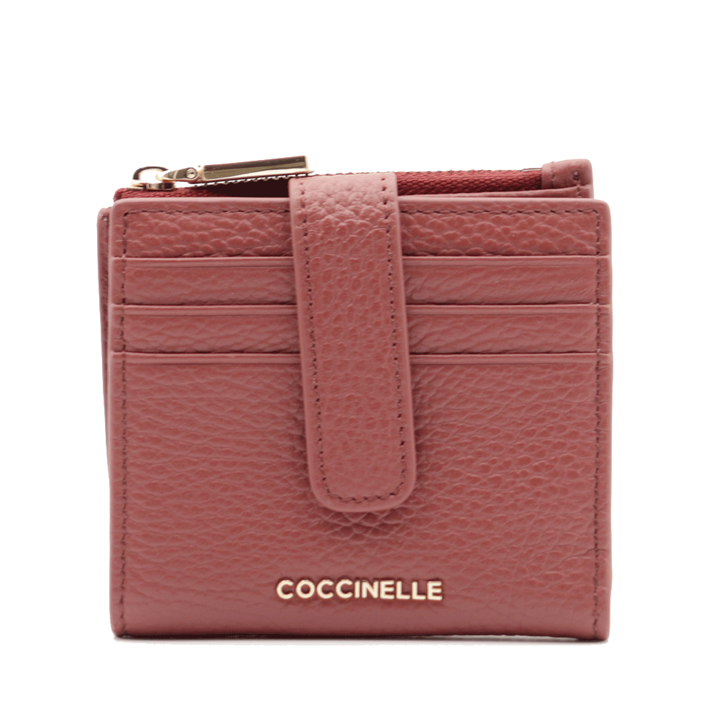 Portafoglio Donna Mini COCCINELLE in Pelle Colore Brandy Linea Metallic Soft