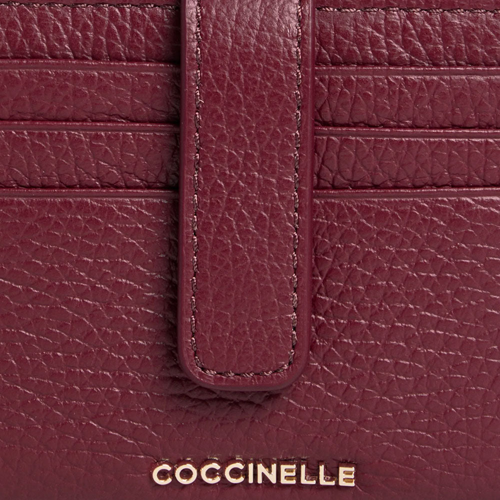 Portafoglio Donna Mini COCCINELLE in Pelle Colore Ribes Linea Metallic Soft