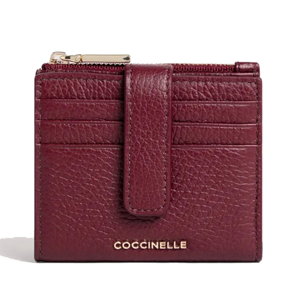 Portafoglio Donna Mini COCCINELLE in Pelle Colore Ribes Linea Metallic Soft