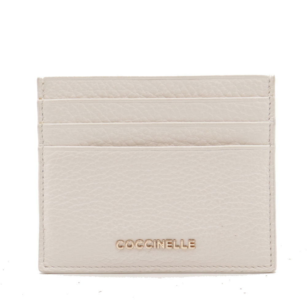 Portacarte Donna COCCINELLE in Pelle Brillant White Linea Metallic Soft