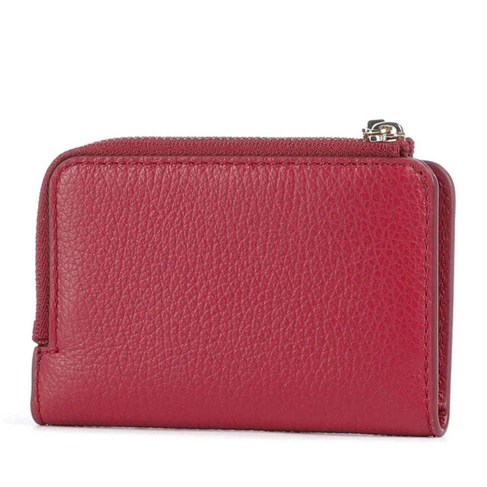 Portacarte Mini COCCINELLE in Pelle Linea Metallic Soft colore Sangria