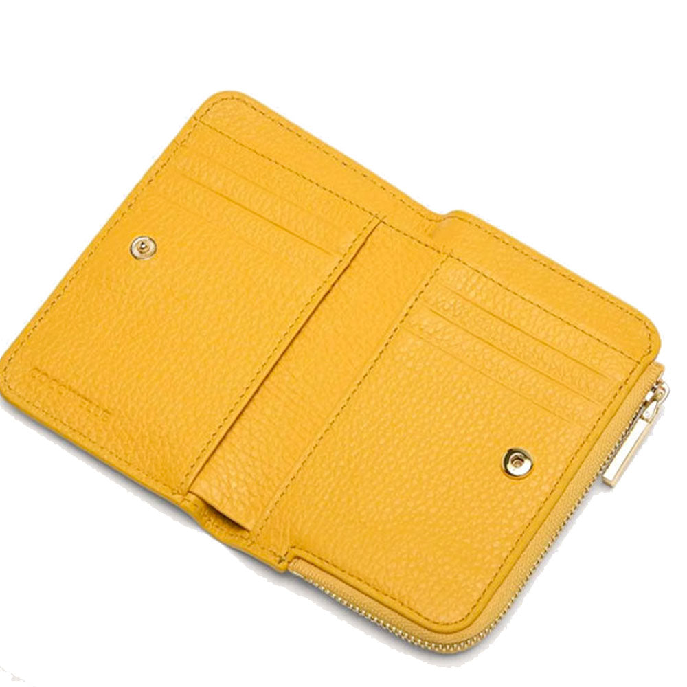 Portacarte Mini COCCINELLE in Pelle Linea Metallic Soft colore Soleado