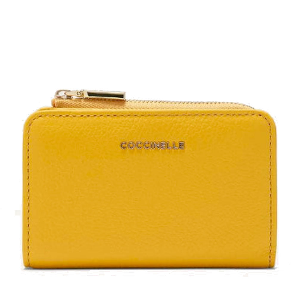 Portacarte Mini COCCINELLE in Pelle Linea Metallic Soft colore Soleado