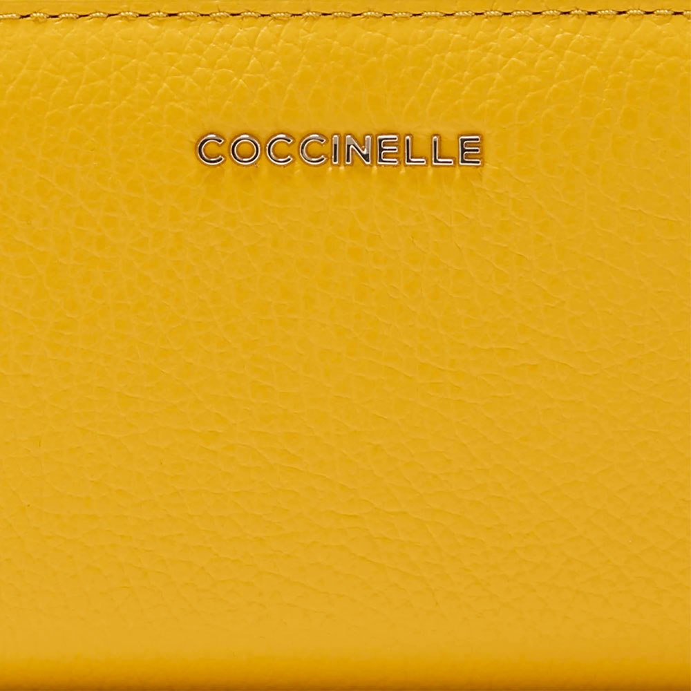 Portacarte Mini COCCINELLE in Pelle Linea Metallic Soft colore Soleado