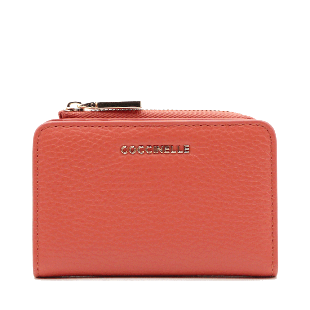 Portacarte Mini COCCINELLE in Pelle Linea Metallic Soft colore Grenadine Red